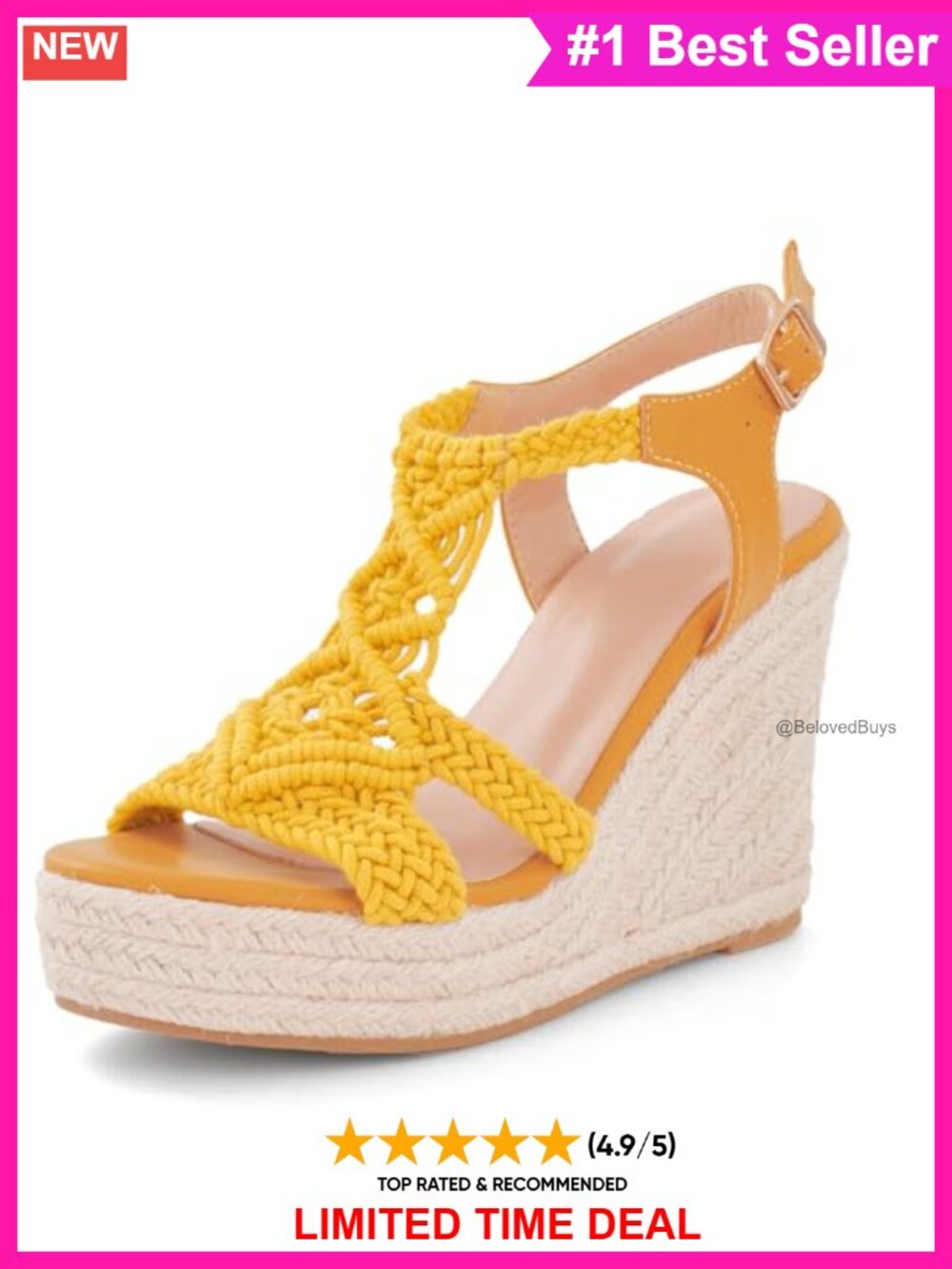 Woven Espadrille Wedge Sandals Braided Peep Toe Slingback Buckle Summer Shoes